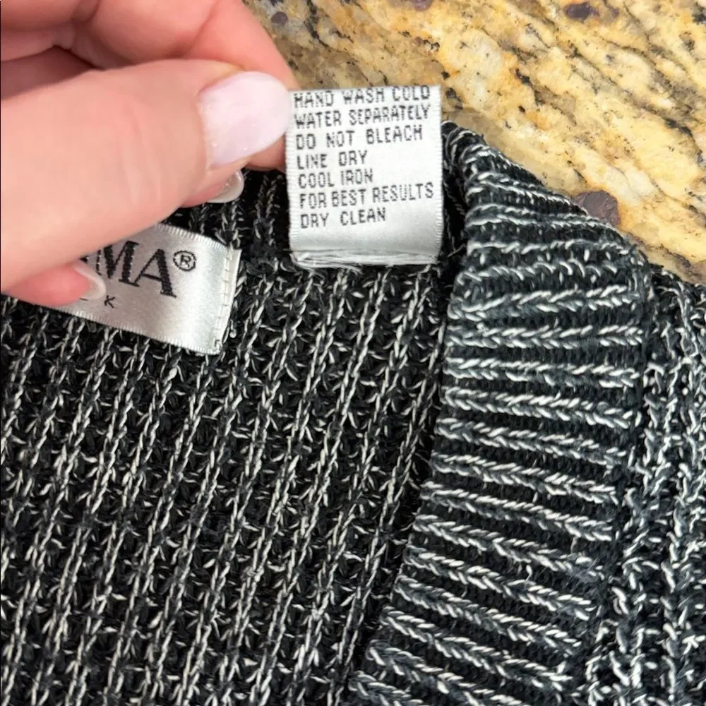 Vintage Summa Silk Charcoal Knit Button Front Sweater Vest Size L